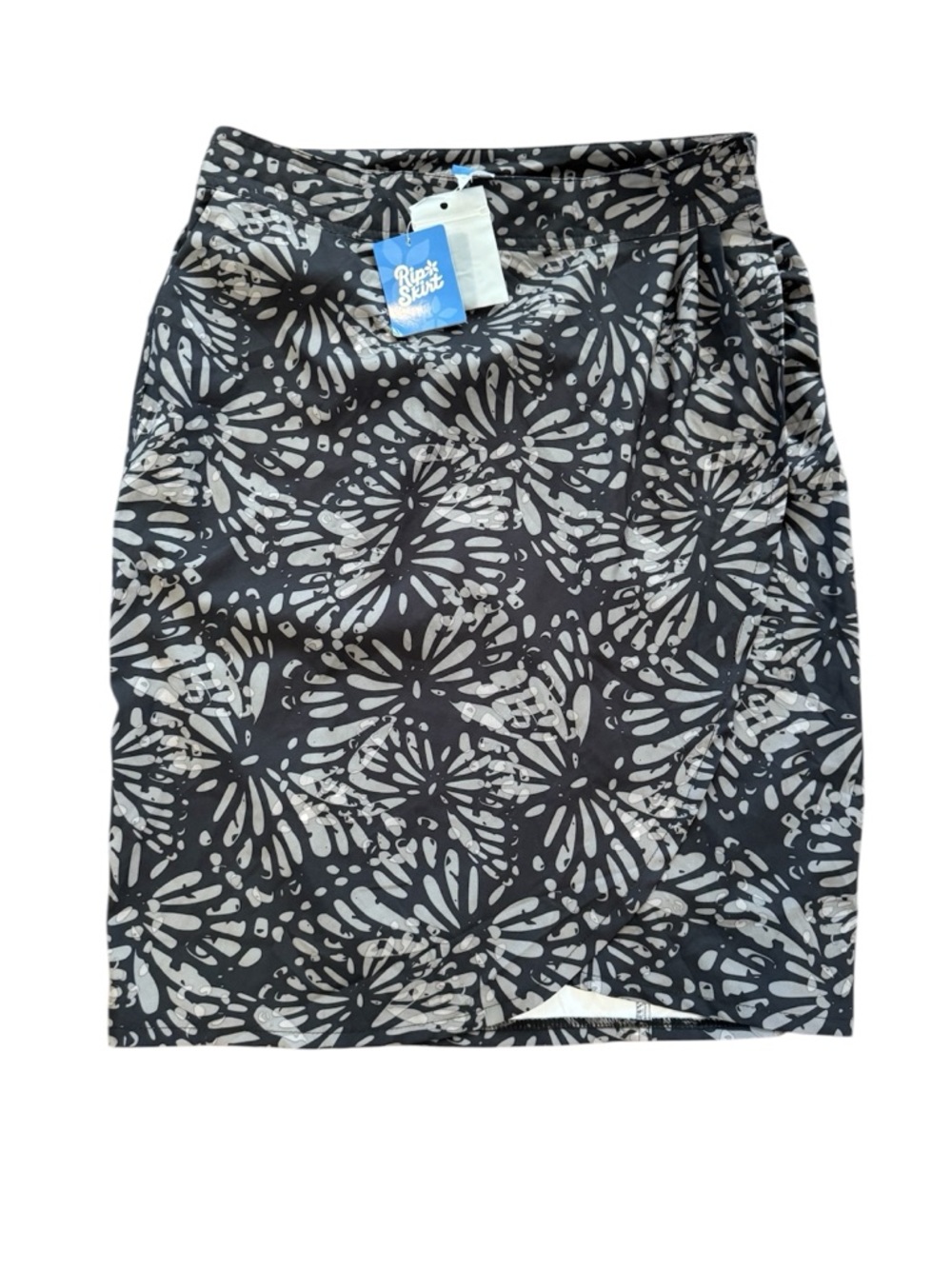 Rip Skirt Hawaii Shibori Butterfly Charcoal Wrap Long Skirt Size Medium NWT